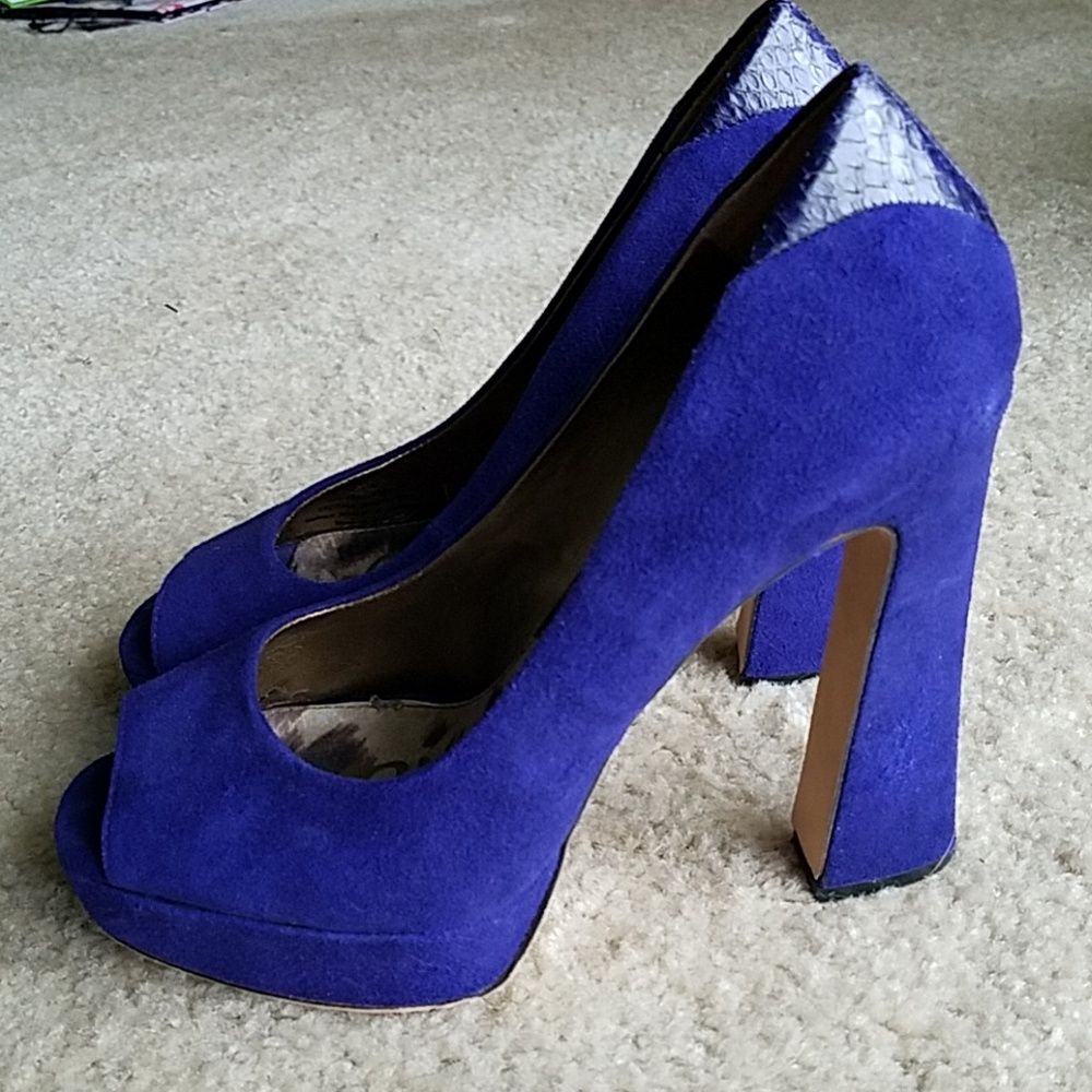 Sam Edelman Suede Platform Open Toe Angled Heels - image 2